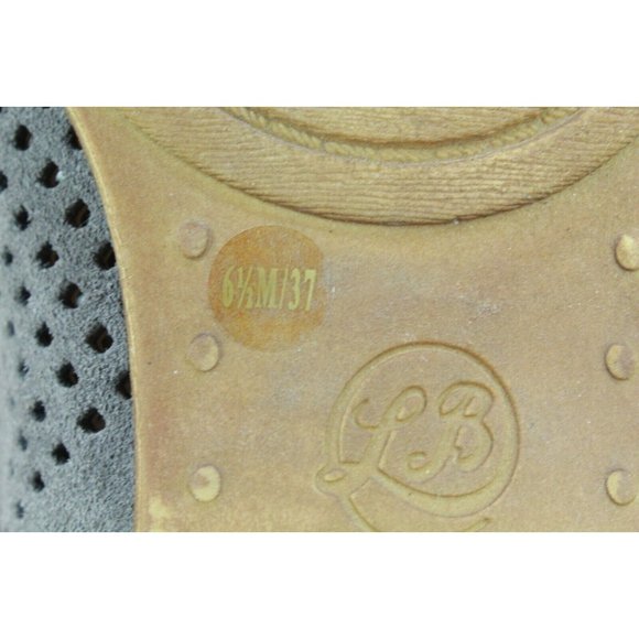 Lucky Brand Perforated Leather Gray Stacked Heel Ankle Booties 6.5 M - Picture 9 of 10